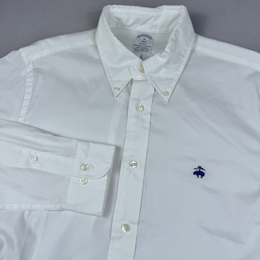 NWT Brooks Brothers Regent Long Sleeve Button Shirt Men M 1818 White Logo